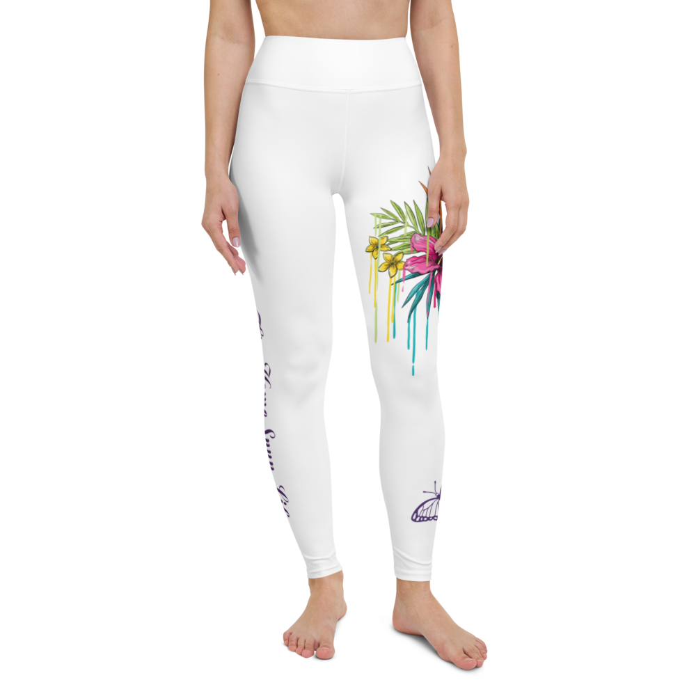 Yoga Leggings - Pink Hibiscus