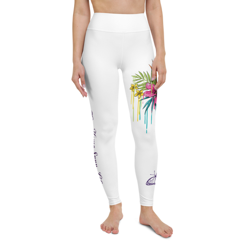 Yoga Leggings - Pink Hibiscus