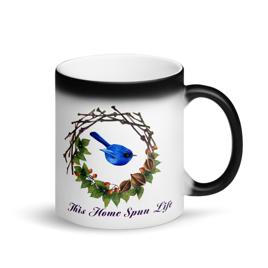 Glossy Black Magic Mug - Bluebird